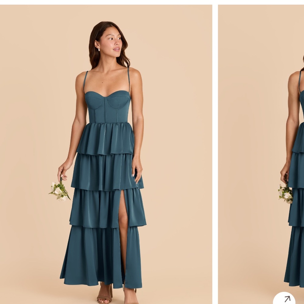 Birdy Grey Dark Teal Matte Satin Bridesmaid Dress